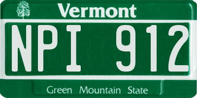 VT license plate NPI912