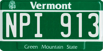 VT license plate NPI913