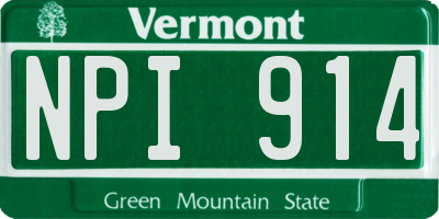 VT license plate NPI914