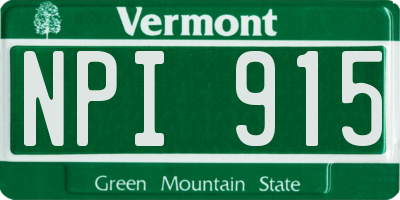 VT license plate NPI915