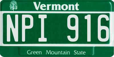 VT license plate NPI916