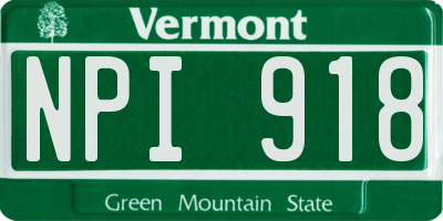 VT license plate NPI918