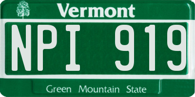 VT license plate NPI919
