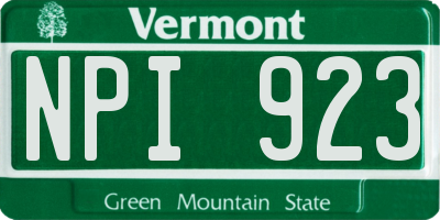 VT license plate NPI923