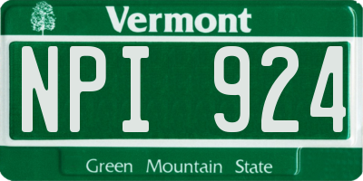 VT license plate NPI924