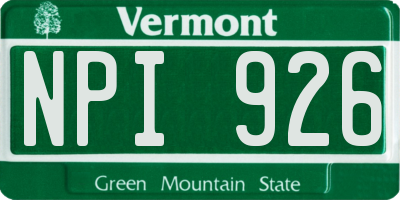 VT license plate NPI926