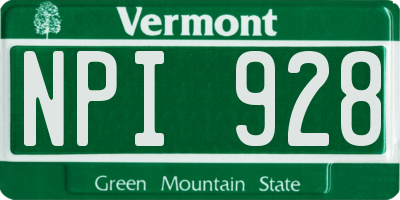 VT license plate NPI928