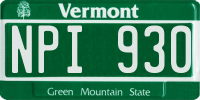 VT license plate NPI930