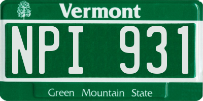 VT license plate NPI931