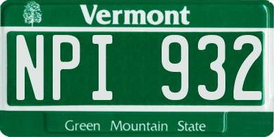 VT license plate NPI932