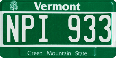 VT license plate NPI933