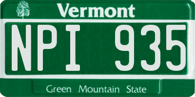 VT license plate NPI935