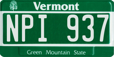 VT license plate NPI937