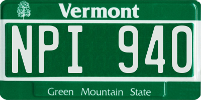 VT license plate NPI940