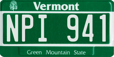 VT license plate NPI941