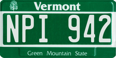 VT license plate NPI942