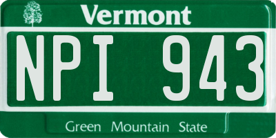 VT license plate NPI943