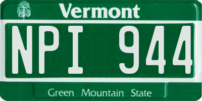 VT license plate NPI944