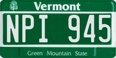 VT license plate NPI945