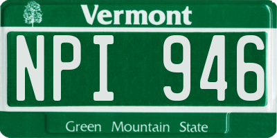 VT license plate NPI946