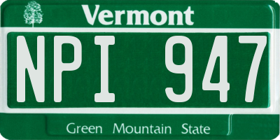 VT license plate NPI947