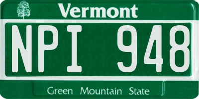 VT license plate NPI948
