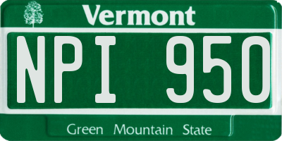 VT license plate NPI950