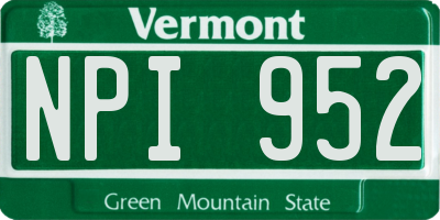 VT license plate NPI952