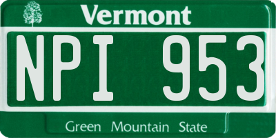 VT license plate NPI953