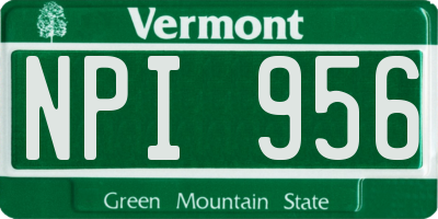 VT license plate NPI956