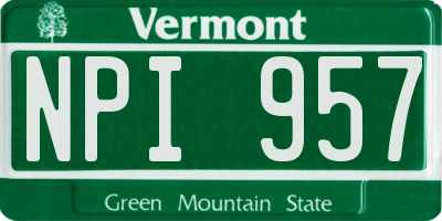 VT license plate NPI957