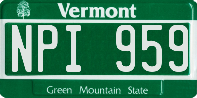 VT license plate NPI959
