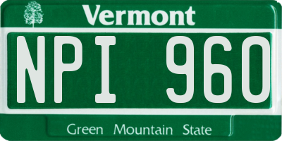 VT license plate NPI960