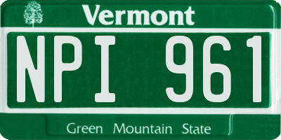 VT license plate NPI961