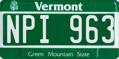 VT license plate NPI963