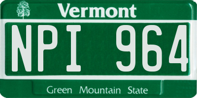 VT license plate NPI964
