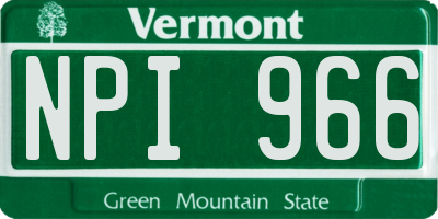 VT license plate NPI966