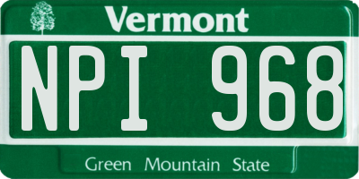 VT license plate NPI968