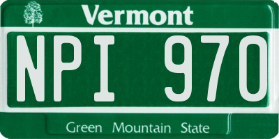VT license plate NPI970