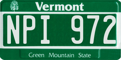 VT license plate NPI972
