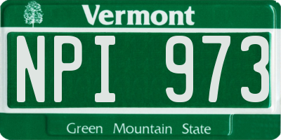 VT license plate NPI973