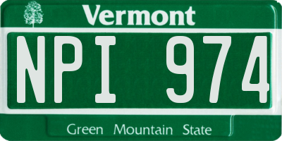 VT license plate NPI974