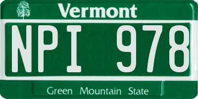 VT license plate NPI978
