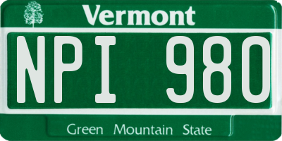 VT license plate NPI980