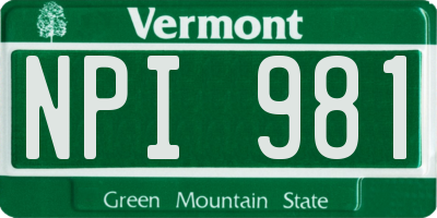 VT license plate NPI981