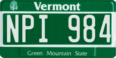 VT license plate NPI984