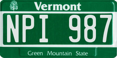 VT license plate NPI987
