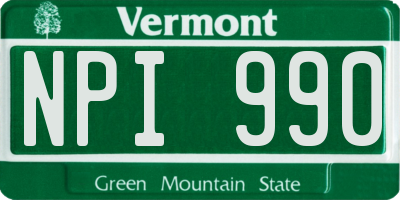VT license plate NPI990