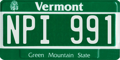 VT license plate NPI991
