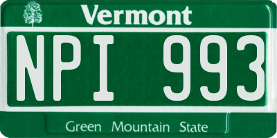 VT license plate NPI993